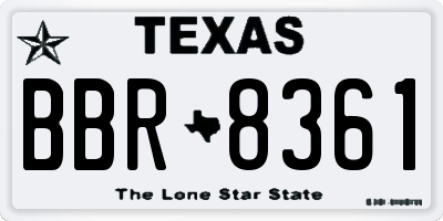 TX license plate BBR8361