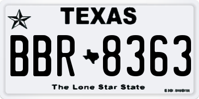 TX license plate BBR8363