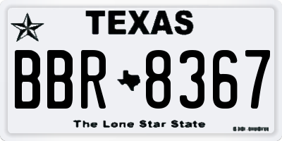 TX license plate BBR8367