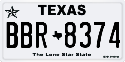 TX license plate BBR8374