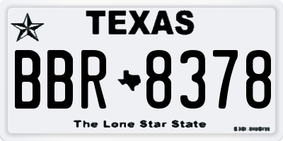 TX license plate BBR8378