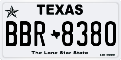 TX license plate BBR8380