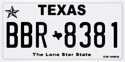 TX license plate BBR8381