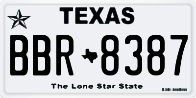 TX license plate BBR8387