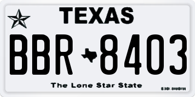 TX license plate BBR8403
