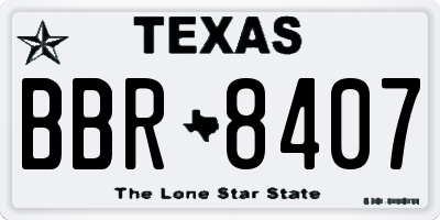 TX license plate BBR8407