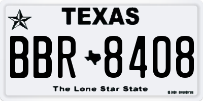 TX license plate BBR8408