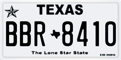 TX license plate BBR8410