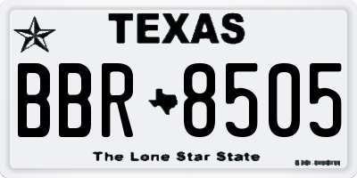 TX license plate BBR8505