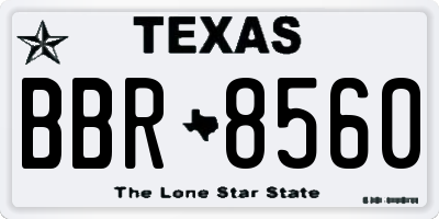 TX license plate BBR8560