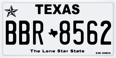 TX license plate BBR8562
