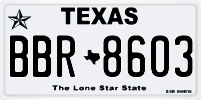 TX license plate BBR8603