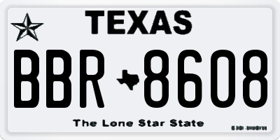 TX license plate BBR8608