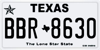 TX license plate BBR8630