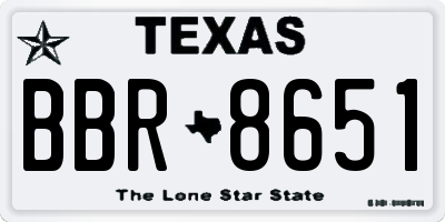 TX license plate BBR8651