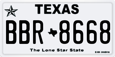 TX license plate BBR8668