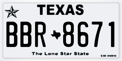 TX license plate BBR8671