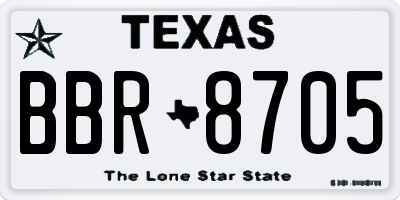 TX license plate BBR8705