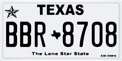 TX license plate BBR8708