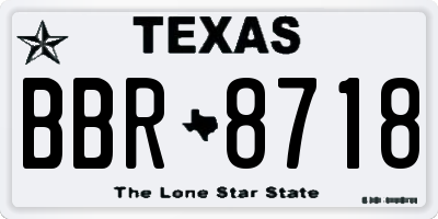 TX license plate BBR8718