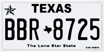 TX license plate BBR8725