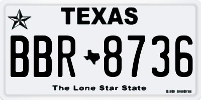 TX license plate BBR8736