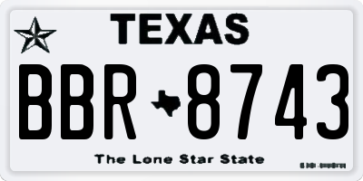 TX license plate BBR8743