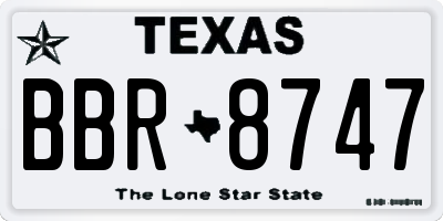 TX license plate BBR8747