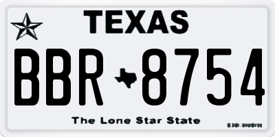 TX license plate BBR8754
