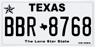 TX license plate BBR8768