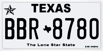 TX license plate BBR8780