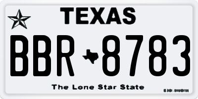 TX license plate BBR8783