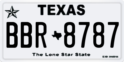 TX license plate BBR8787