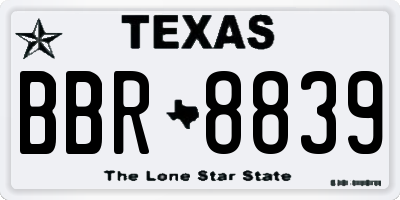 TX license plate BBR8839