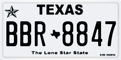 TX license plate BBR8847