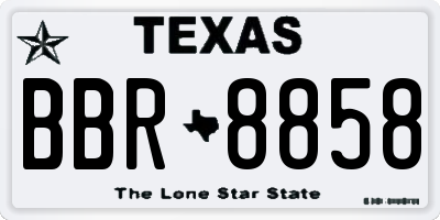 TX license plate BBR8858