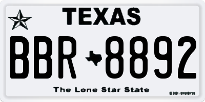 TX license plate BBR8892