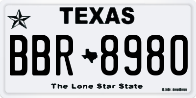 TX license plate BBR8980