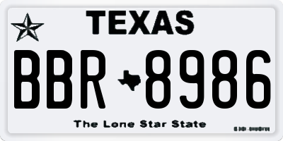 TX license plate BBR8986