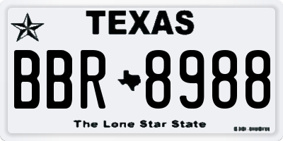 TX license plate BBR8988
