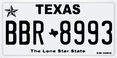 TX license plate BBR8993