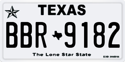 TX license plate BBR9182