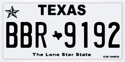 TX license plate BBR9192