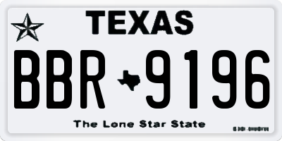 TX license plate BBR9196