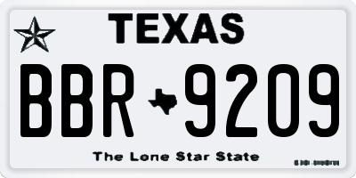 TX license plate BBR9209