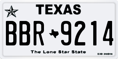 TX license plate BBR9214