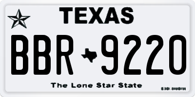 TX license plate BBR9220