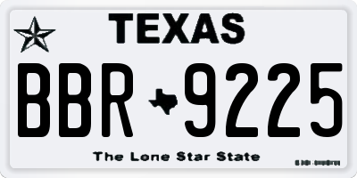 TX license plate BBR9225