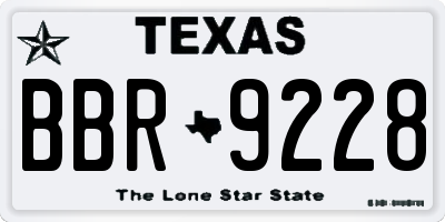 TX license plate BBR9228