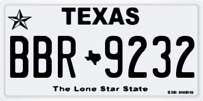 TX license plate BBR9232